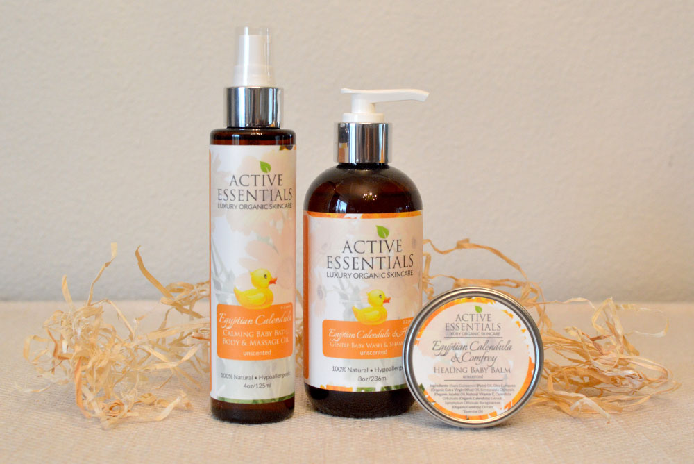 Active Essentials Organic Egyptian Calendula baby skincare products - Mommy Scene
