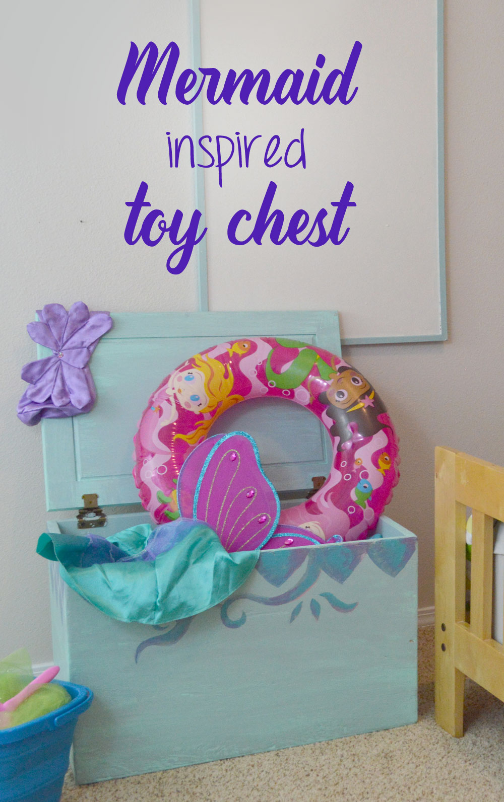 Mermaid inspired toy chest for a kid's room - Mommy Scene