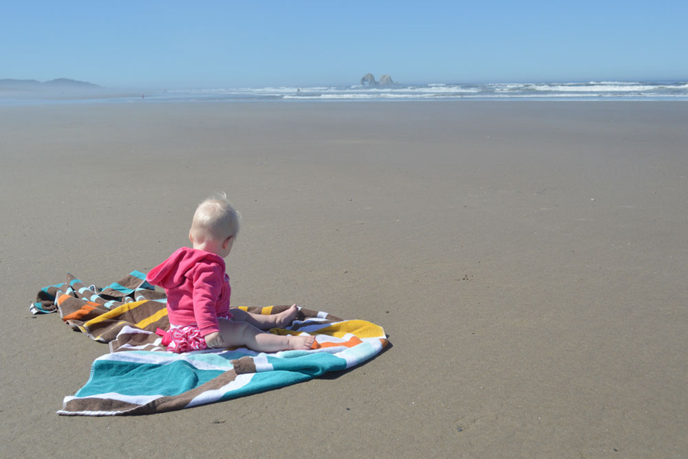 Oregon coast baby on the beach