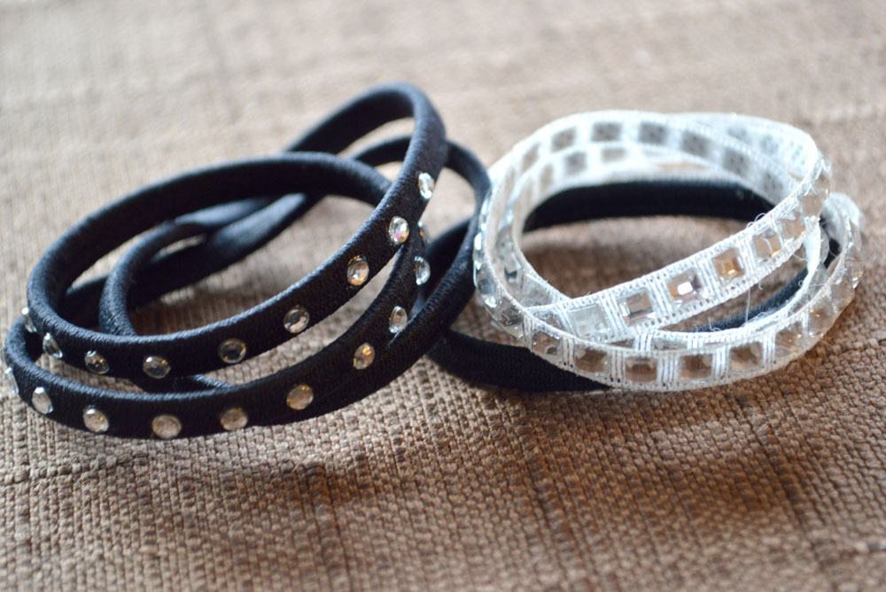 Sparkly DIY elastic headbands with rhinestones