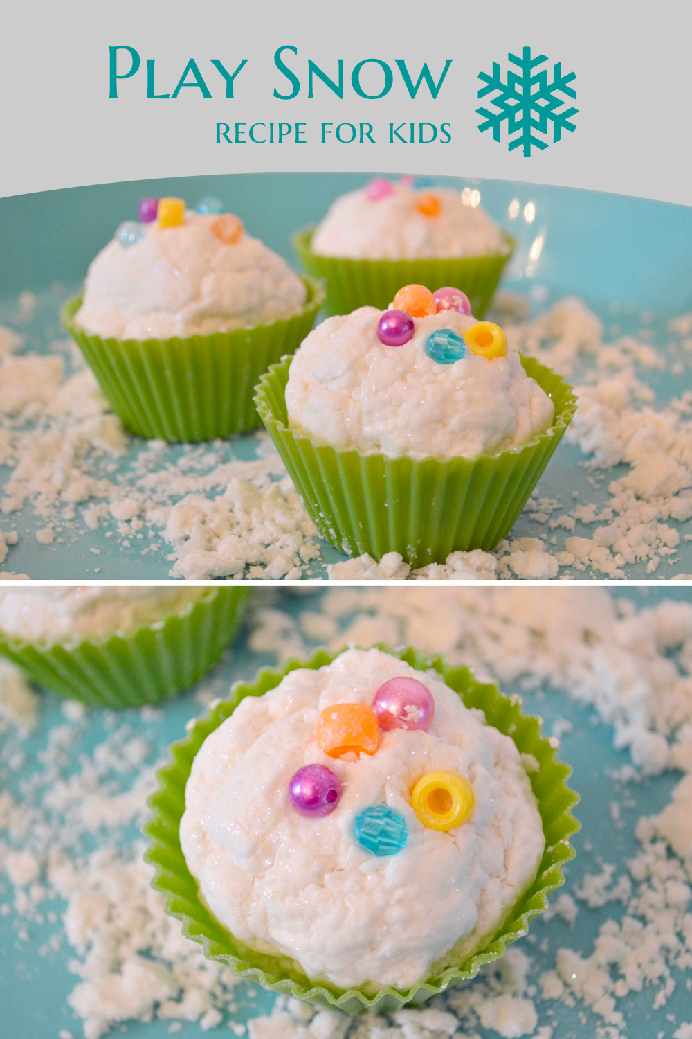 make cupcakes using diy sensory snow
