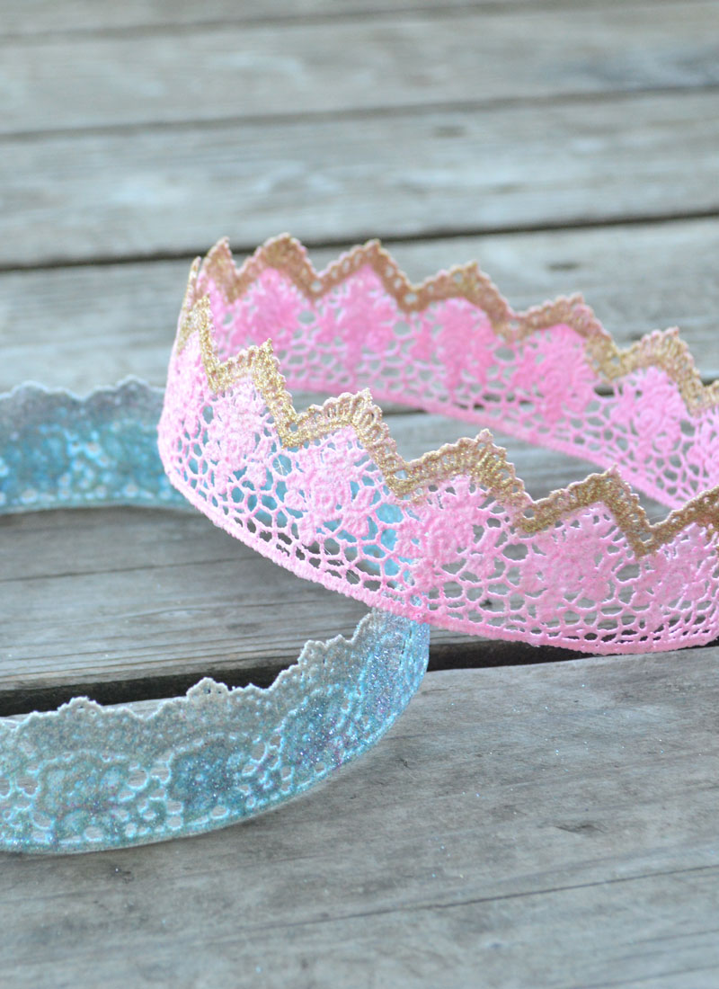 Homemade Lace Glitter Crowns Craft Project