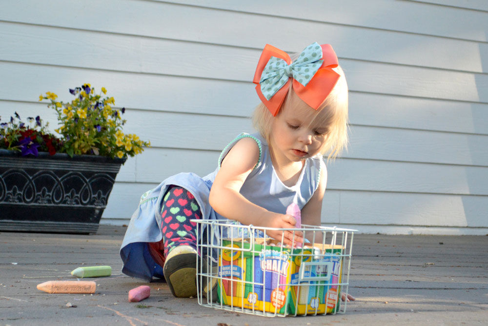 playing with chalk Matilda Jane dresses