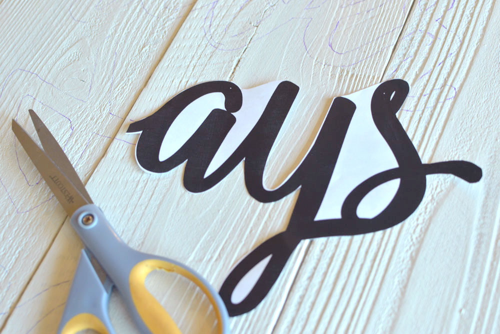 wood wall art using diy letter stencils