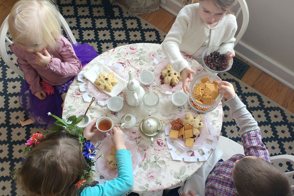 Yummy snowflake scones kids tea party on a winter day