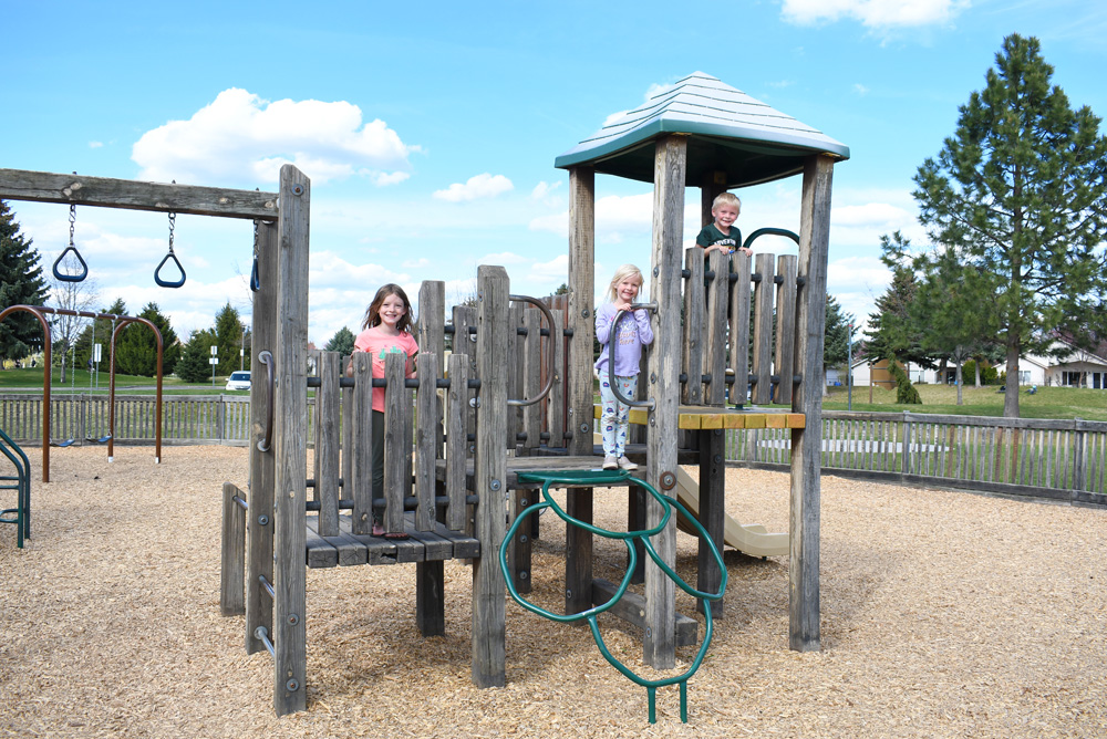 Bluegrass park and playground for kids in Coeur d'Alene, Idaho