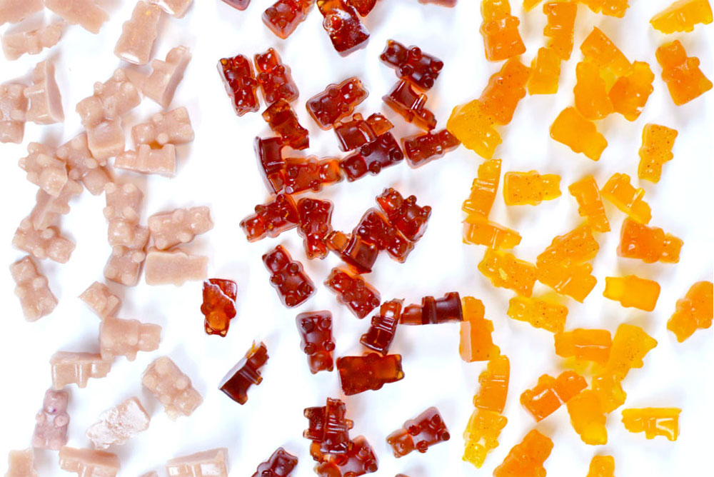 Homemade citrus and cranberry gummy bears using healthy juice