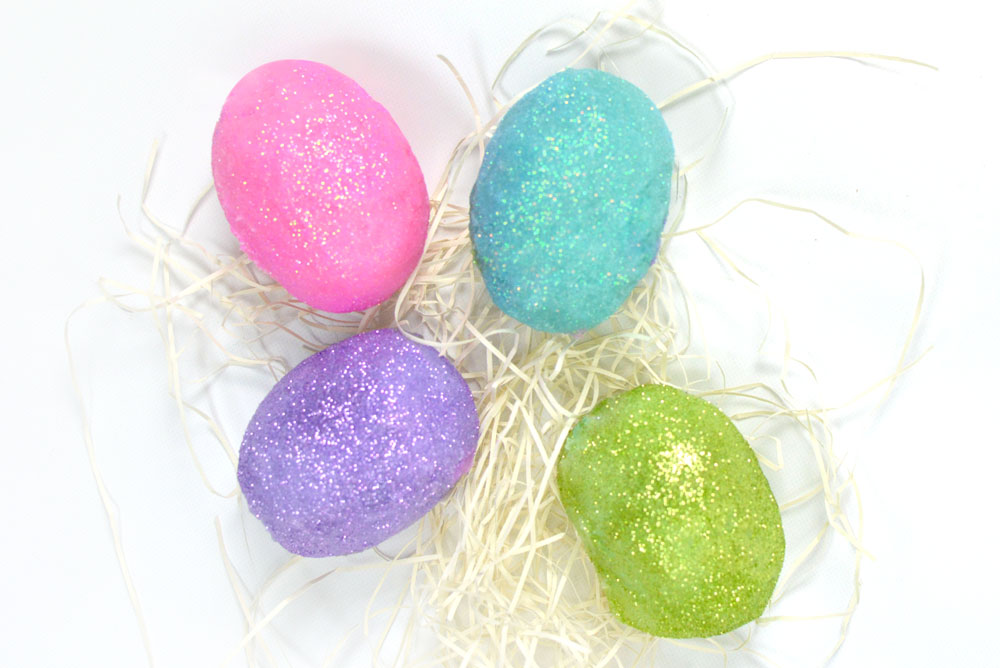 Easy homemade playdough glitter eggs