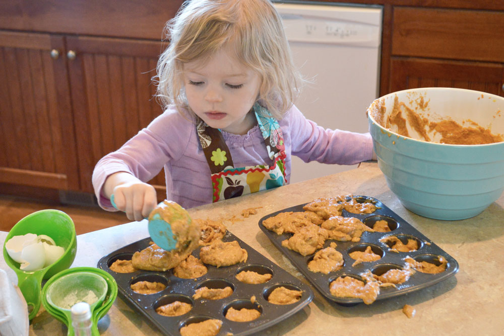 Homemade Pumpkin Coconut Muffins baking with kids - Mommy Scene