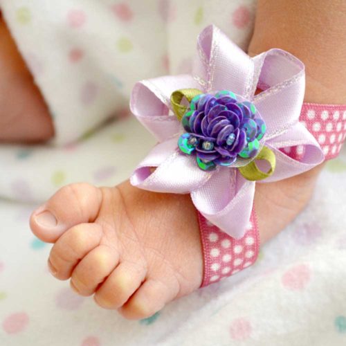 Easy DIY Baby Flower Barefoot Sandals