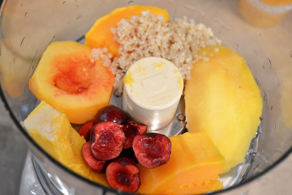 DIY Baby Food - Acorn Squash, Peach, Cherry, Quinoa
