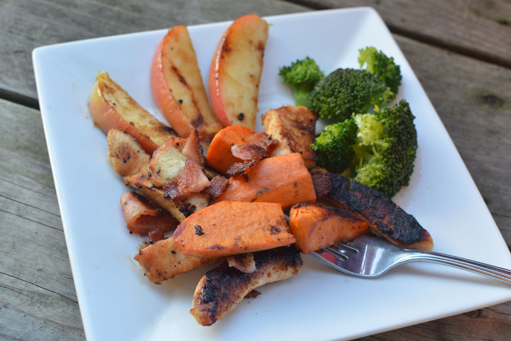 Chicken with apple slices and sweet potato easy meal