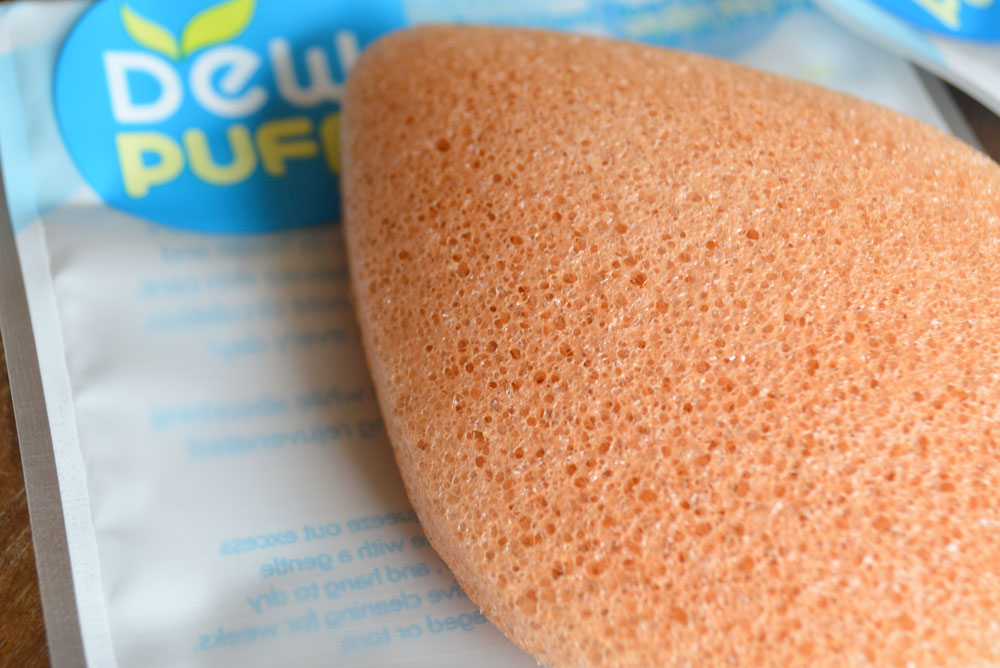 Dew Puff sponges are hard and dry and become soft when you add water