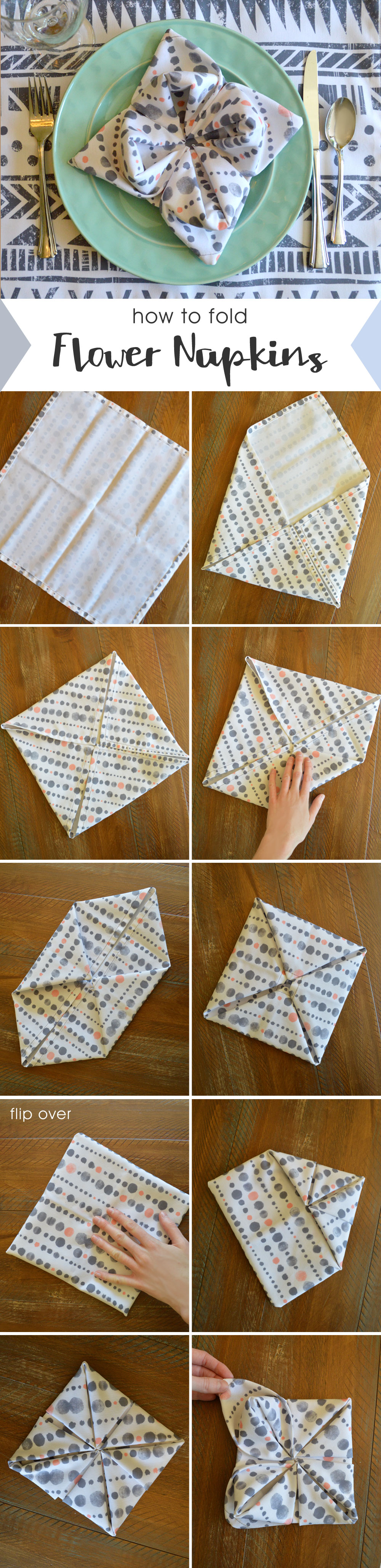 Easy folded cloth napkin flowers - Mommy Scene
