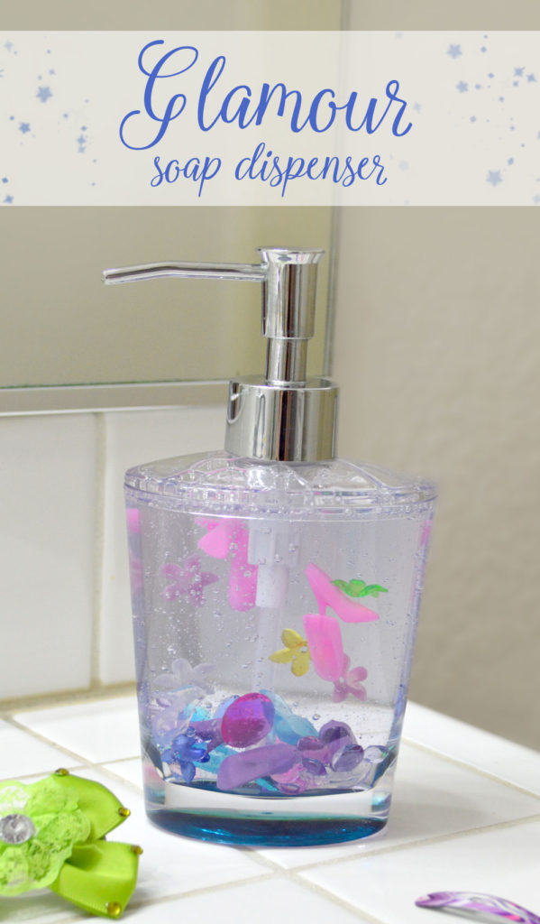 Easy interactive soap dispenser filled with barbie shoes, jewels, and flowers - Mommy Scene