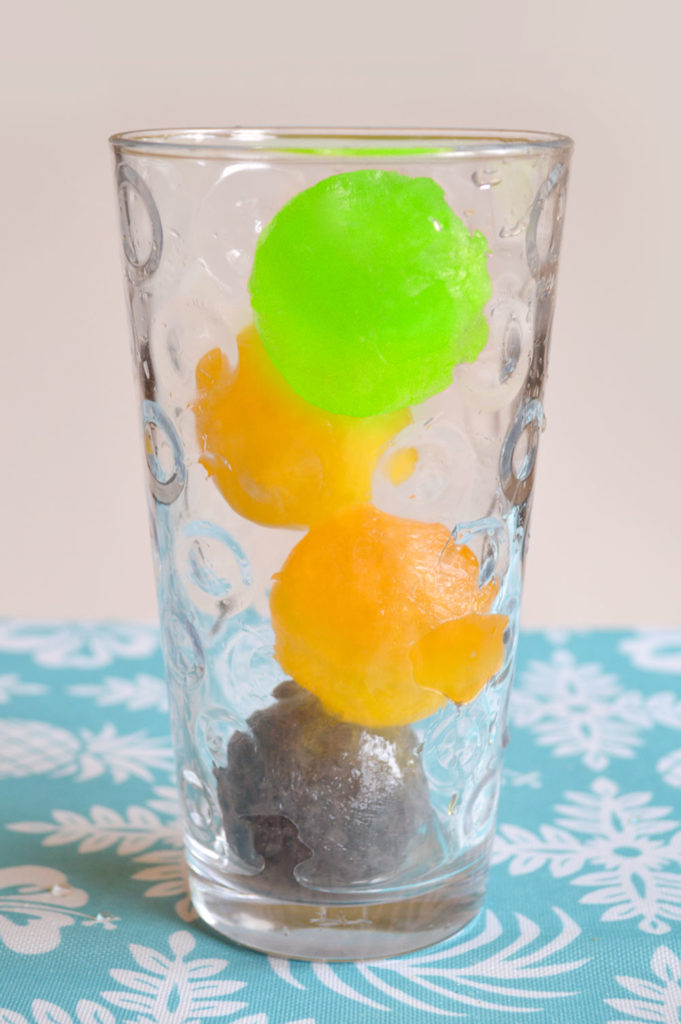 Colorful ice balls with otter pops - creative kids party treats