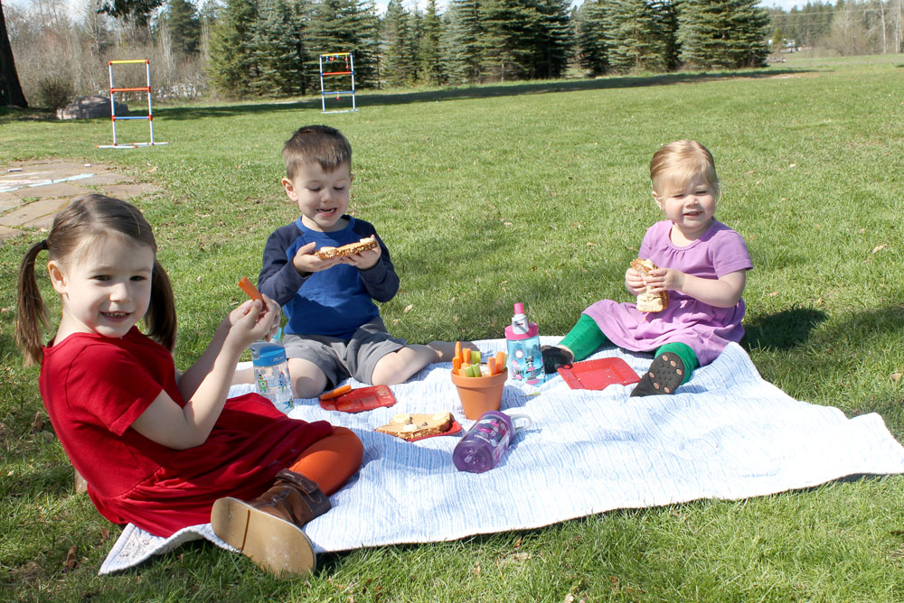 Primary Kids Clothing picnic in the back yard - Mommy Scene