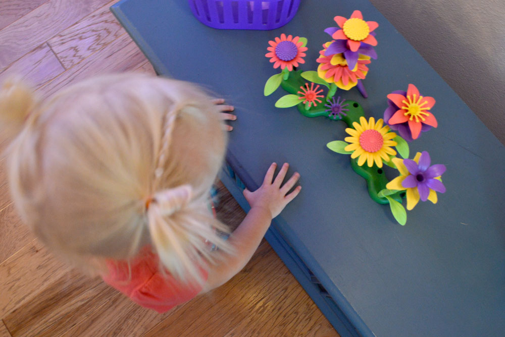 Kids' Fairy Birthday Party activity with Green Toys flowers - Mommy Scene