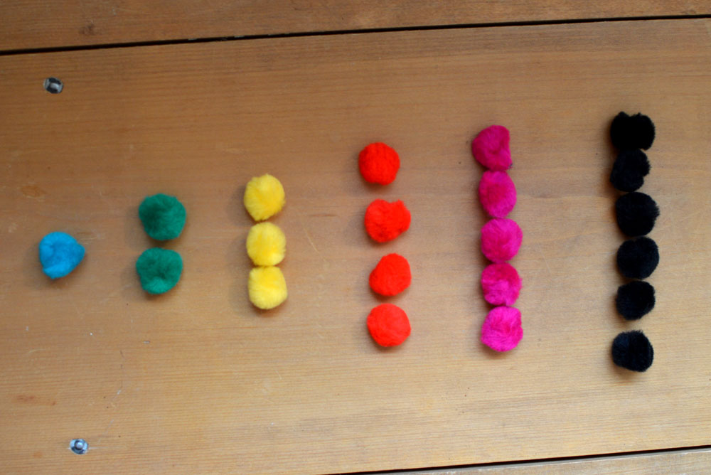 Learning colors and numbers with Pom Poms preschool activity - Mommy Scene