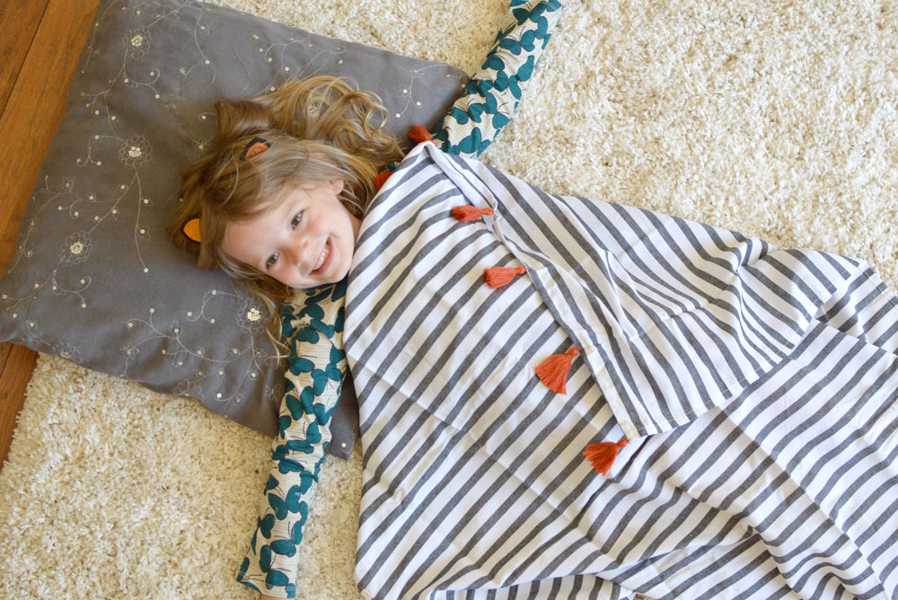 Simple Kids routine after nap quiet time - Coco & Kiwi tassel throw