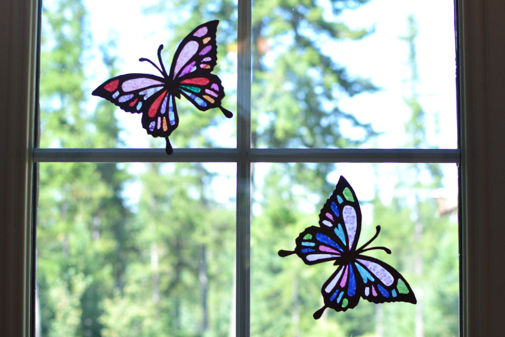 Butterfly sun catcher tissue paper kids craft