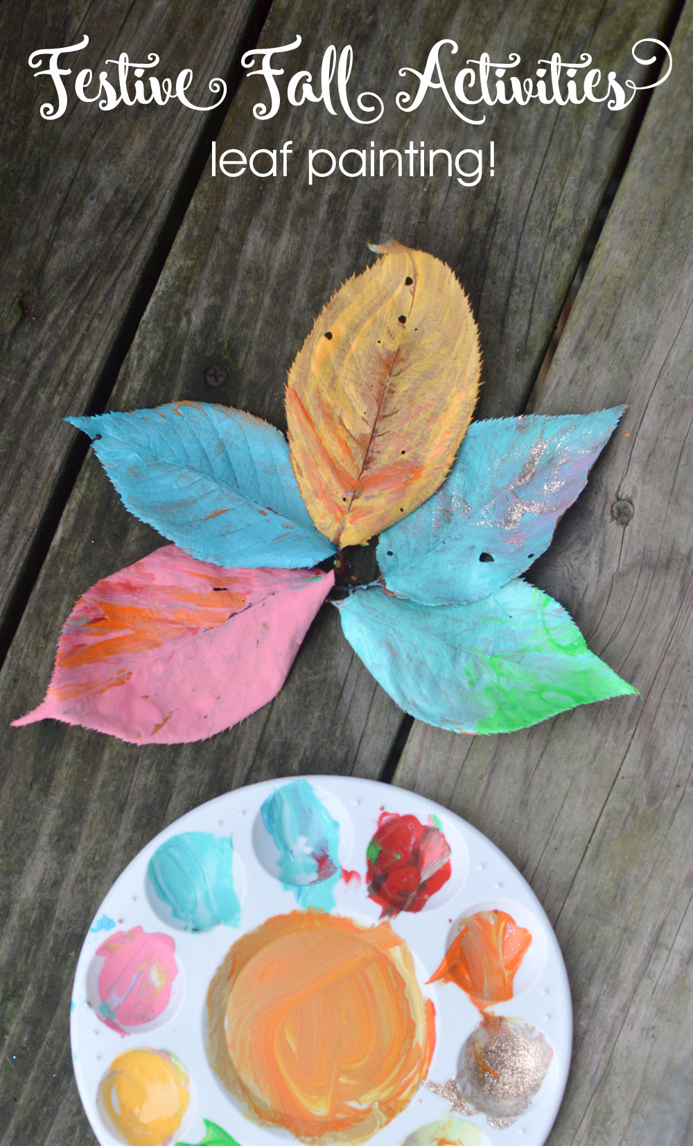 Colorful painted leaves kids activity for fall - Mommy Scene