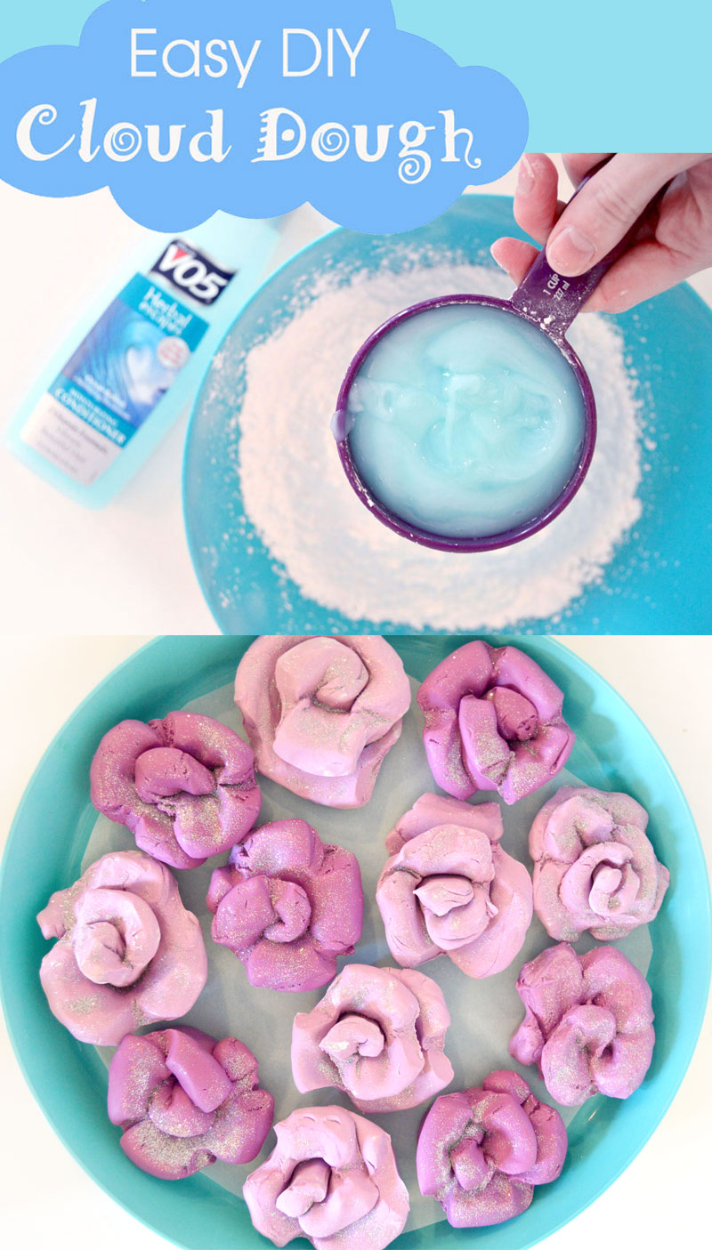 Homemade cloud dough with cornstarch and conditioner