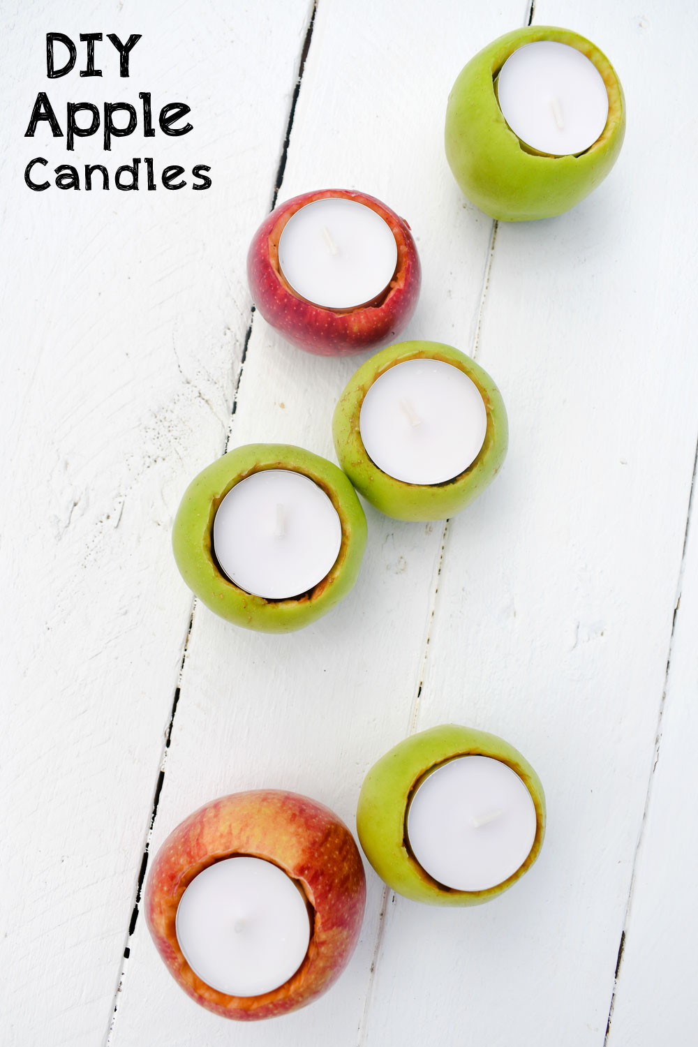 Easy DIY apple candles fall craft and decorating idea