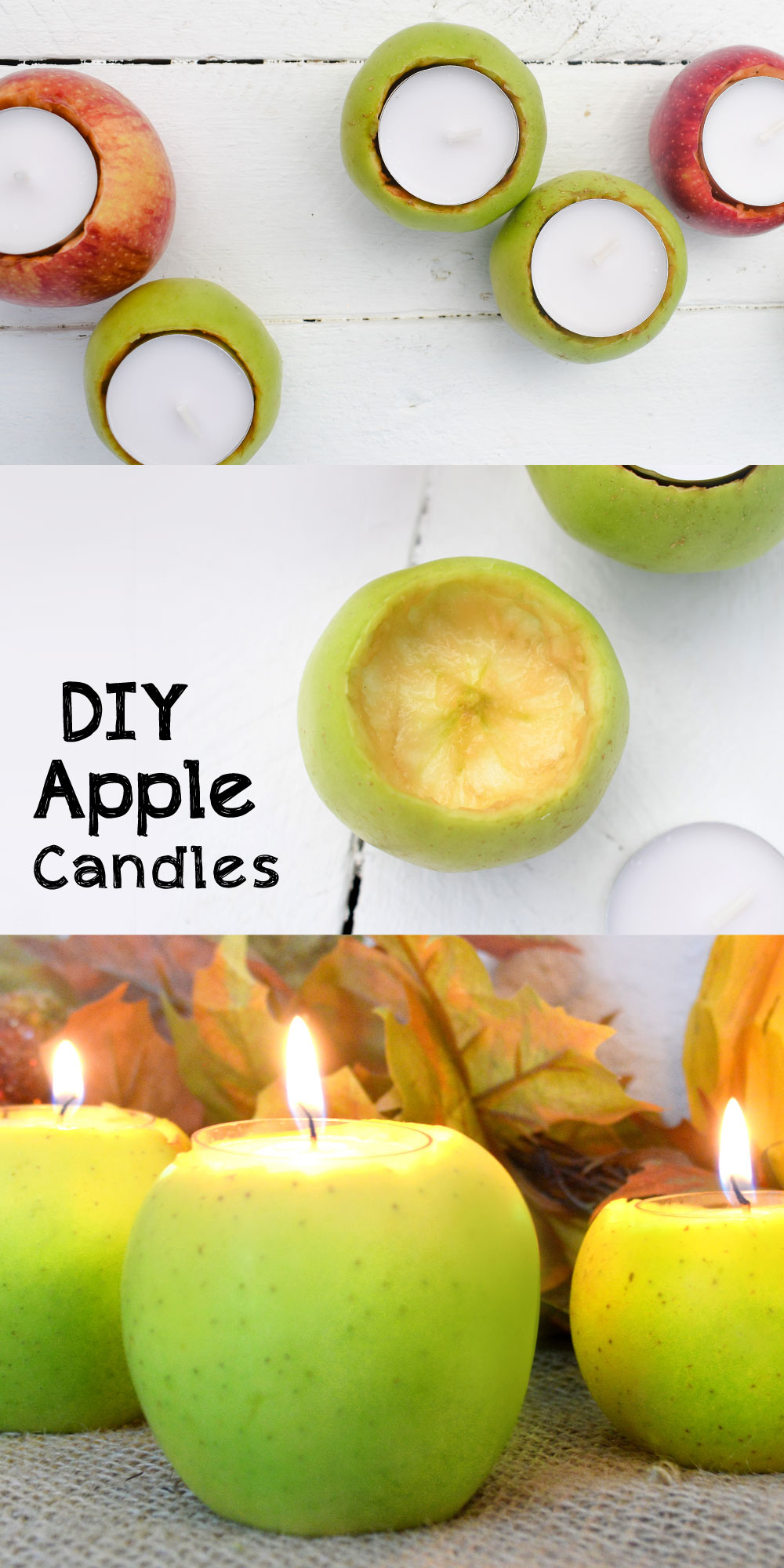 DIY apple candles easy fall craft idea