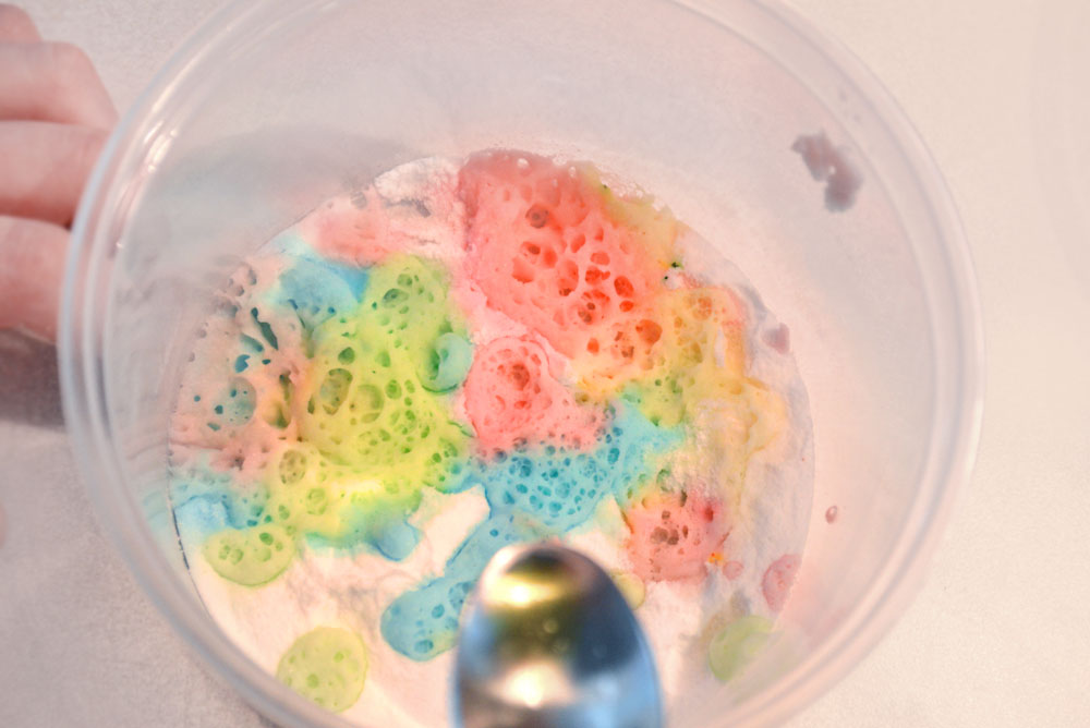 Fun colorful baking soda science activity for kids