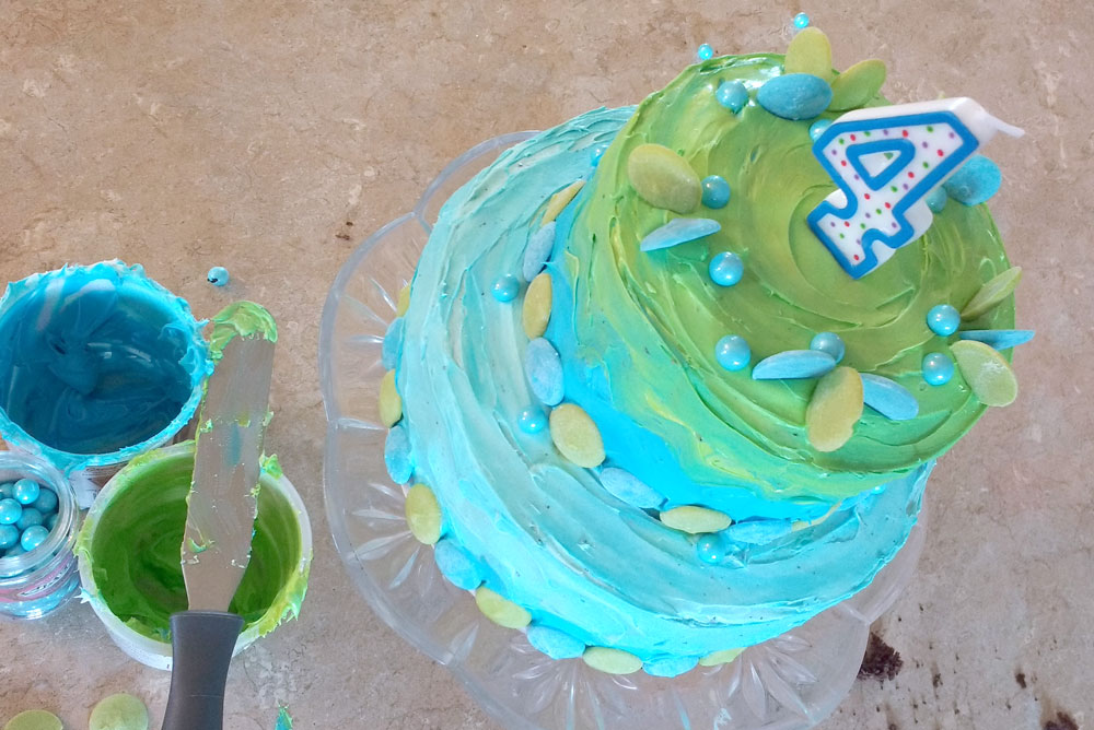 Mermaid inspired tiered kids birthday cake