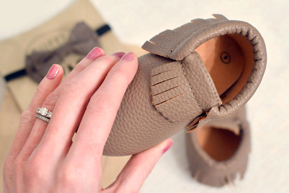 Affordable leather baby moccasins from Sweet N Swag