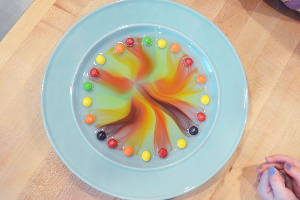 Kids Skittles radial design science experiment