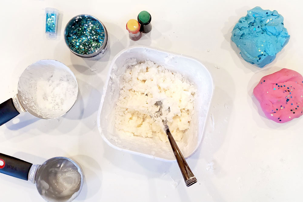How to make glitter cloud dough creative kids activity