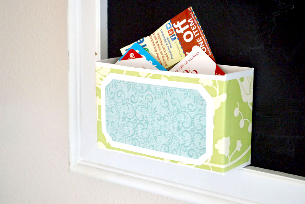 Make a DIY coupon box kitchen organizing idea