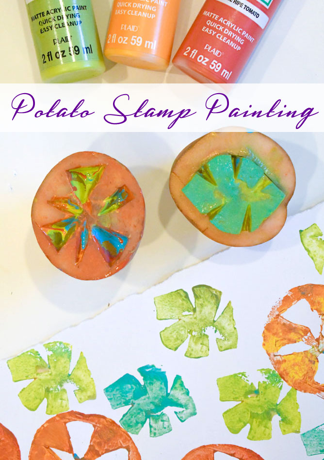 Colorful Potato Stamp Painting creative kids activity