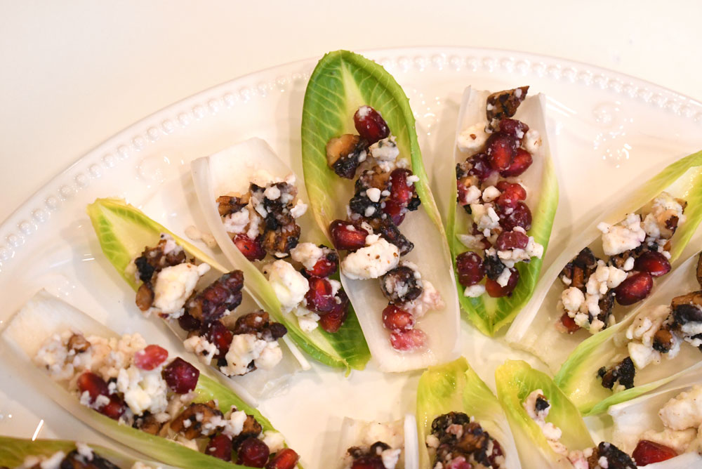 Delicious holiday Endive Blue Cheese Pomegranate Bites