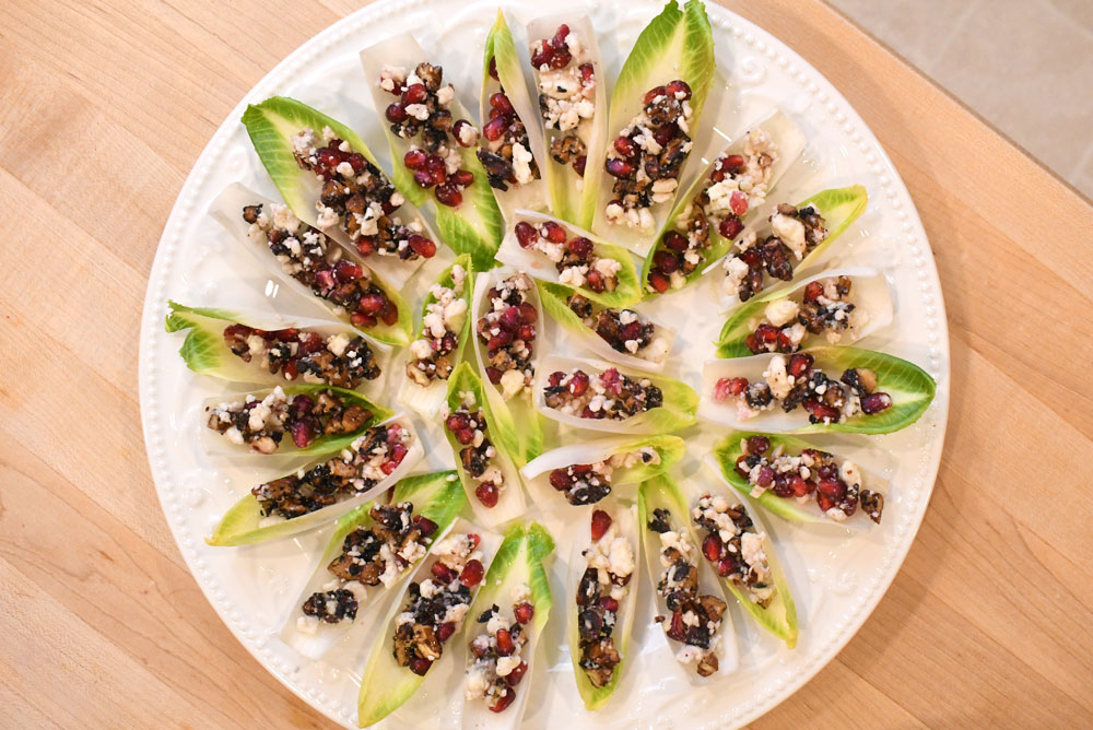 Gorgeous and yummy Endive Blue Cheese Pomegranate Bites