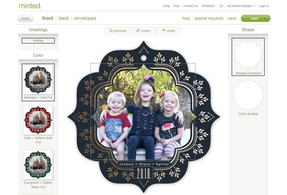 Minted Holiday Photo Ornament Cards