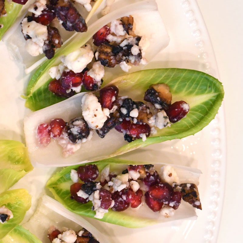 Endive Appetizers with Blue Cheese & Pomegranate