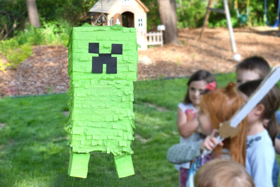 Kids minecraft party ideas creeper pinata