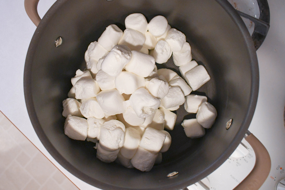 Melt a bag of marshmallows to make edible play dough