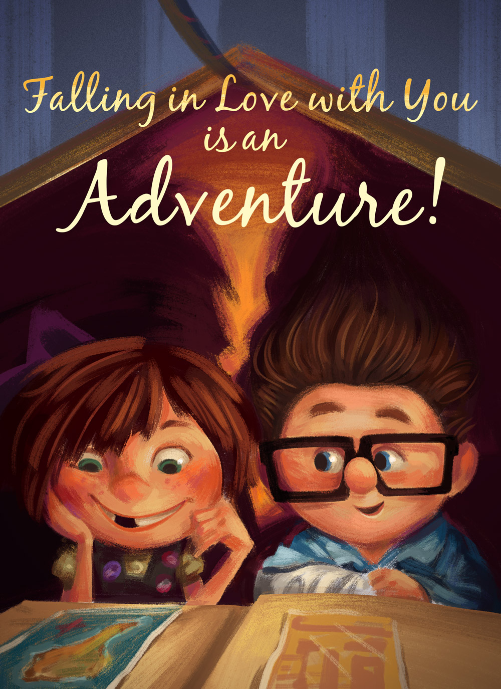 Falling in love with you is an adventure! colorful Disney Valentine