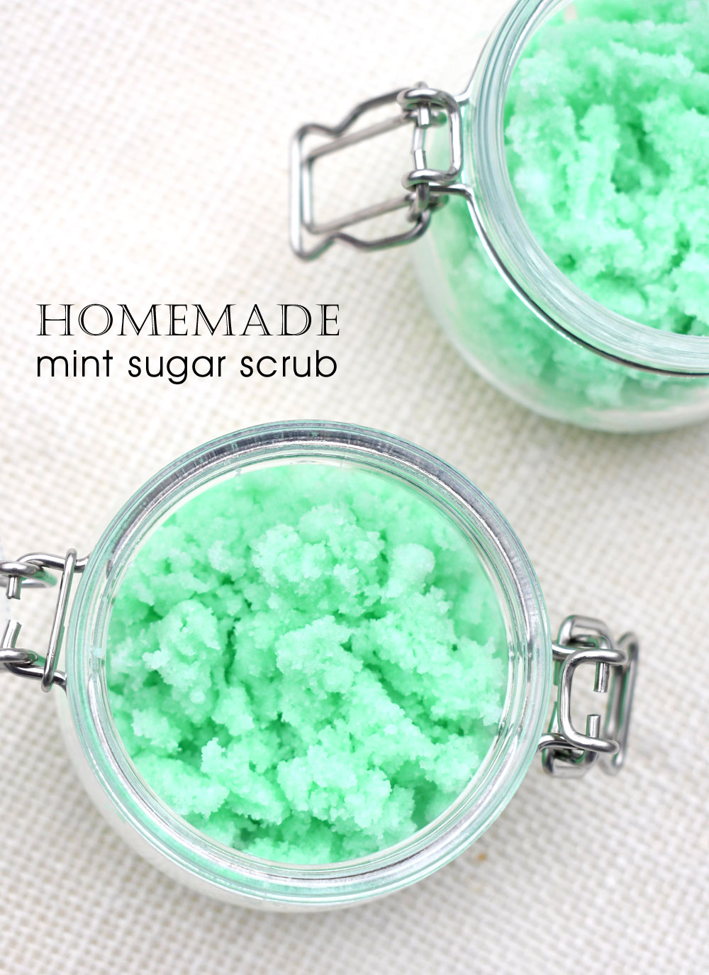 Homemade mint sugar scrub for a home spa day