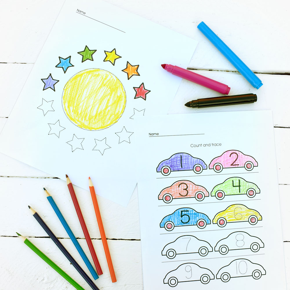 Preschool Tracing Worksheets & Coloring Pages