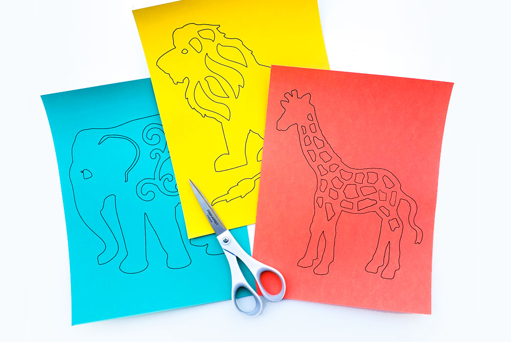 Colorful tissue paper animal sun catchers