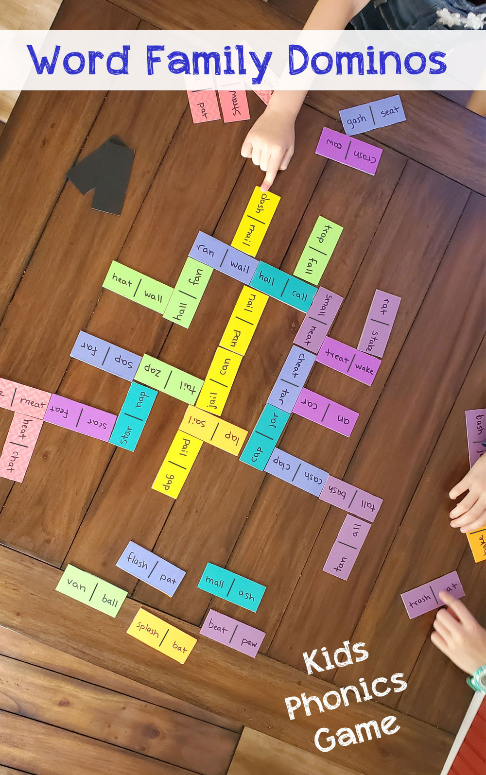 Word family dominoes kids phonics game for homeschool