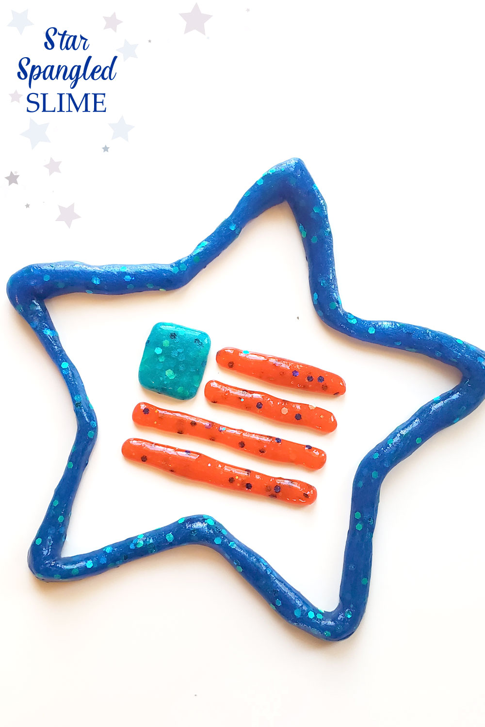 Red white and blue glitter slime creative kids activity