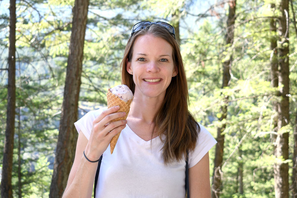 Family hike to Kootenai Falls and swinging bridge ice cream 
