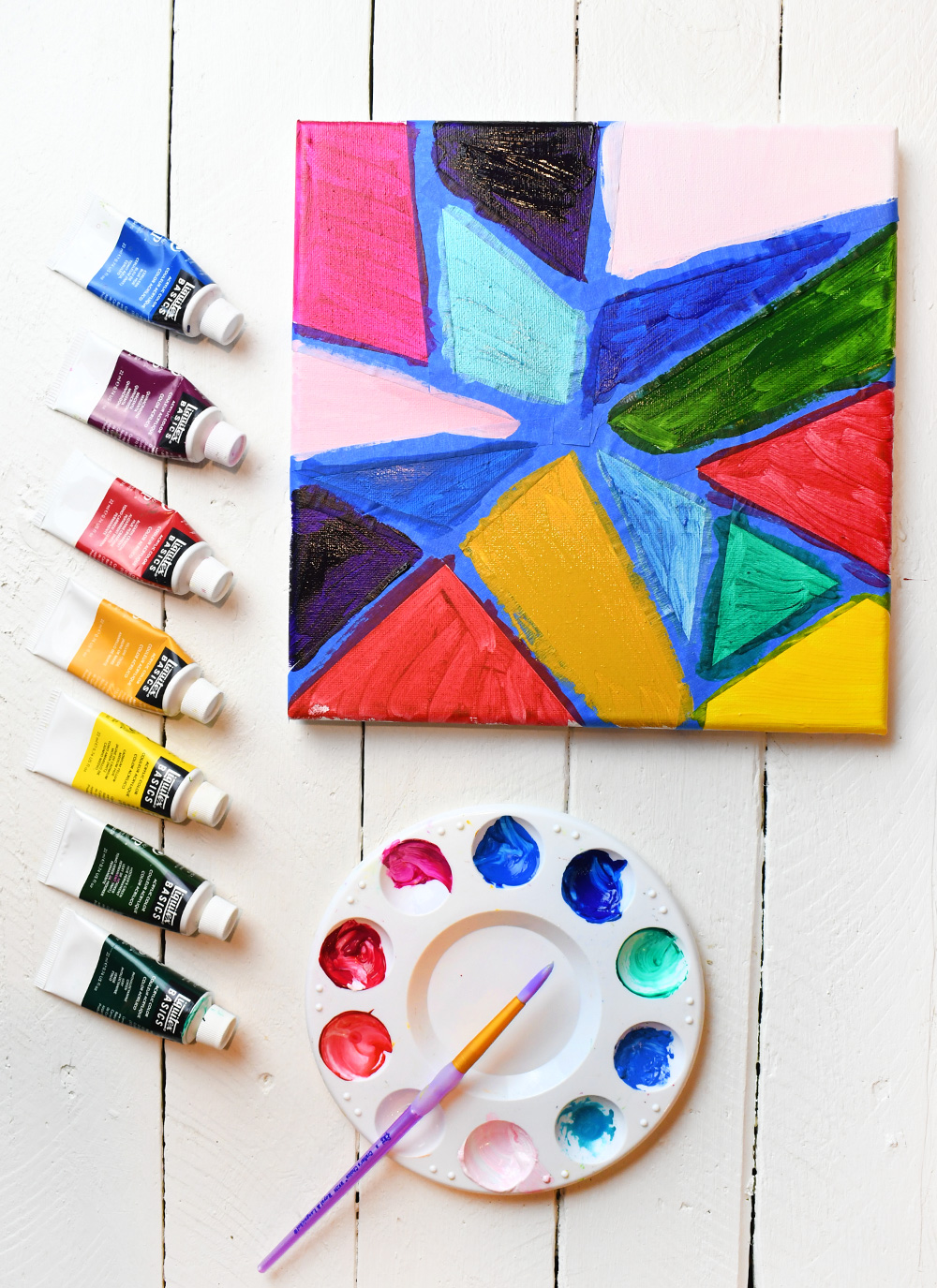 Colorful tape painting art homeschool kids activity